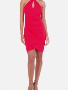 Siena Studio Fuchsia Halter Keyhole Mini Dress